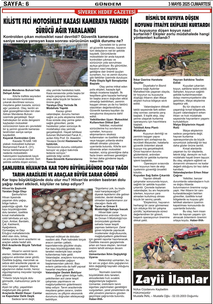 3.05.2025  Tarihli Gazetemiz