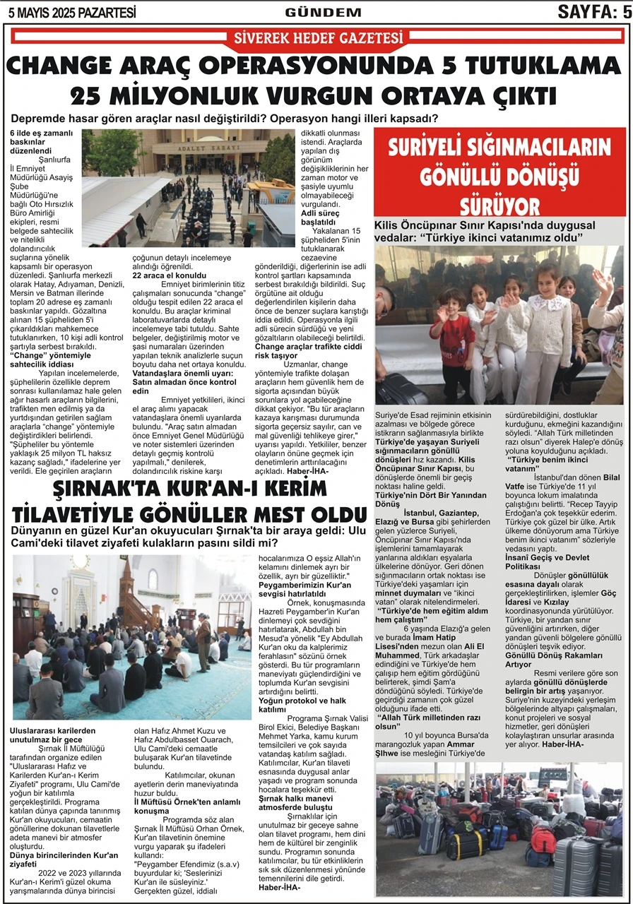 5.05.2025 Tarihli Gazetemiz