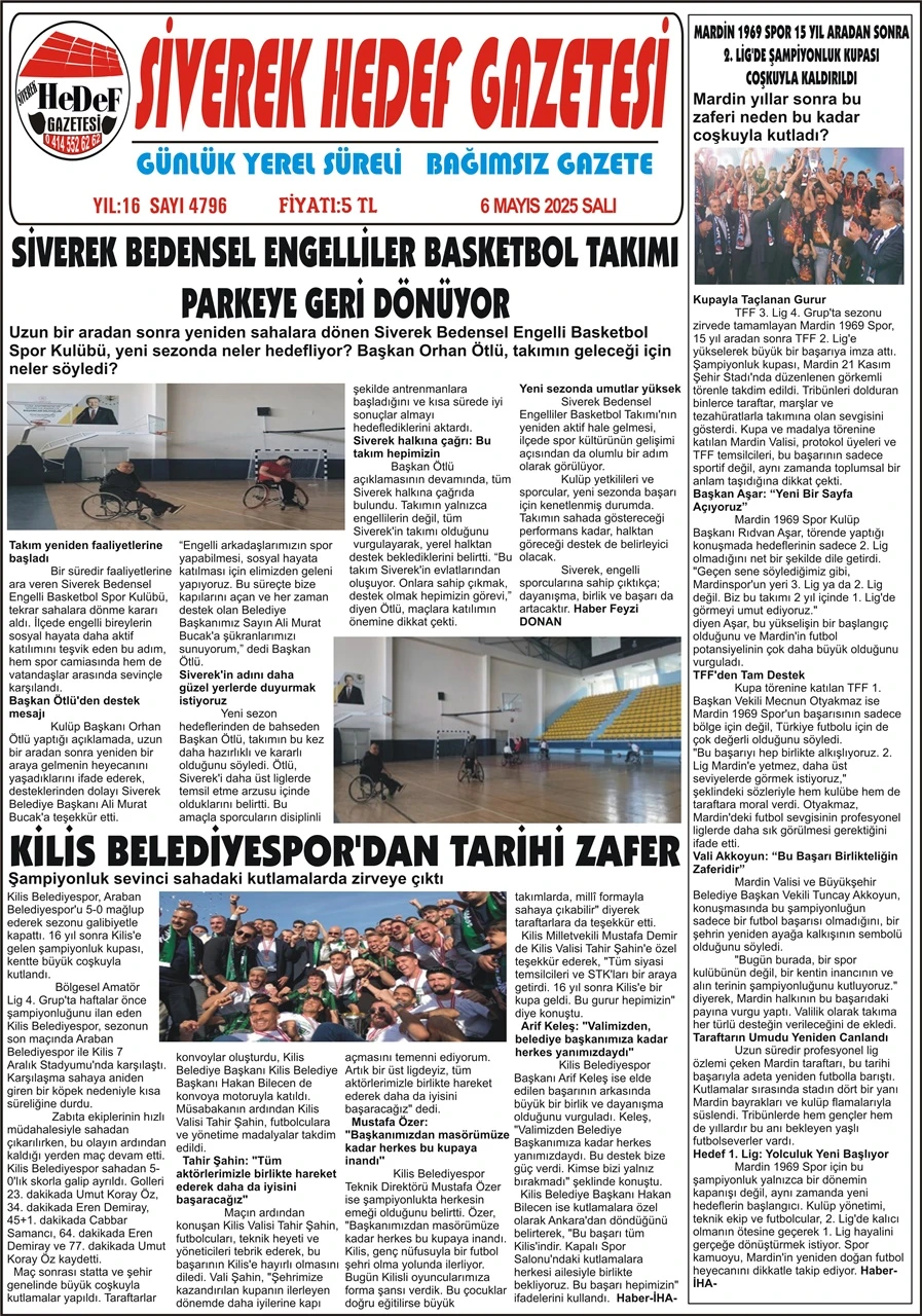 6.05.2025 Tarihli Gazetemiz