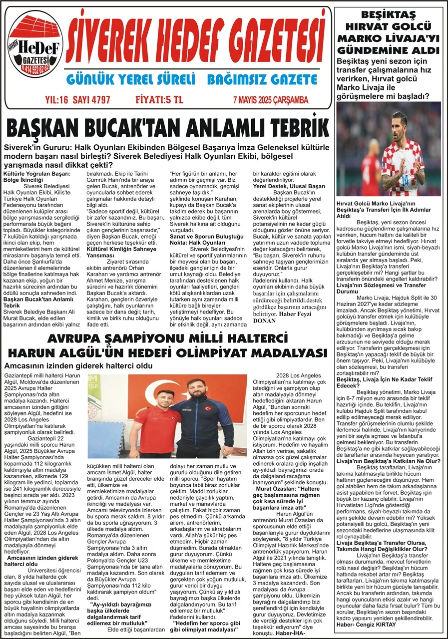 7.05.2025 Tarihli Gazetemiz