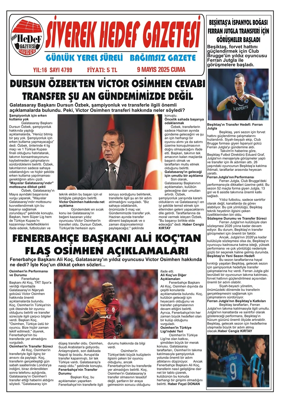 09.05.2025 Tarihli Gazetemiz