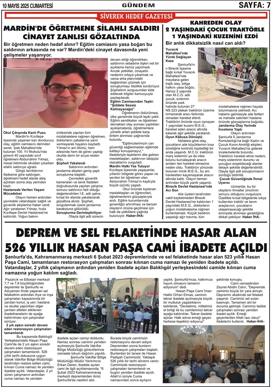 10.05.2025 Tarihli Gazetemiz 