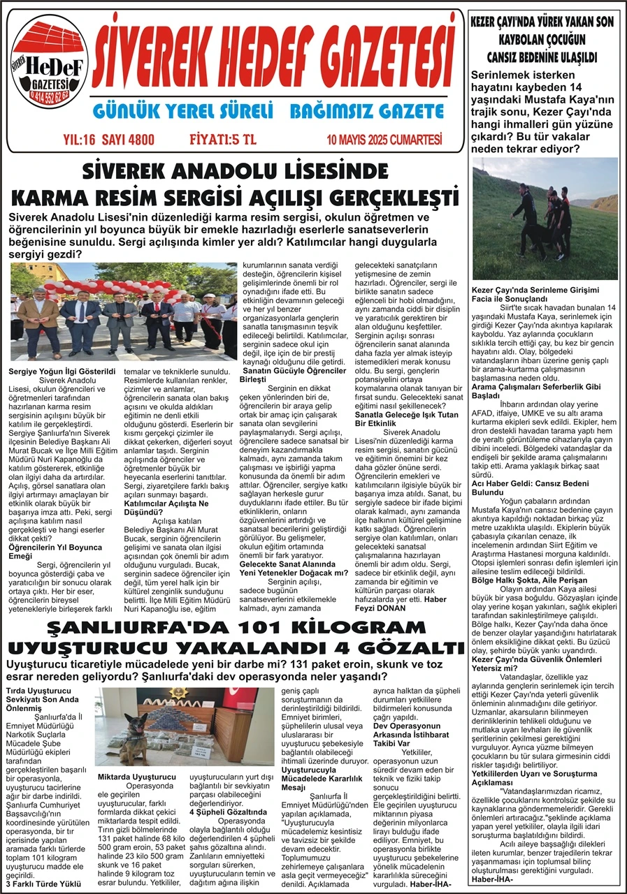 10.05.2025 Tarihli Gazetemiz 