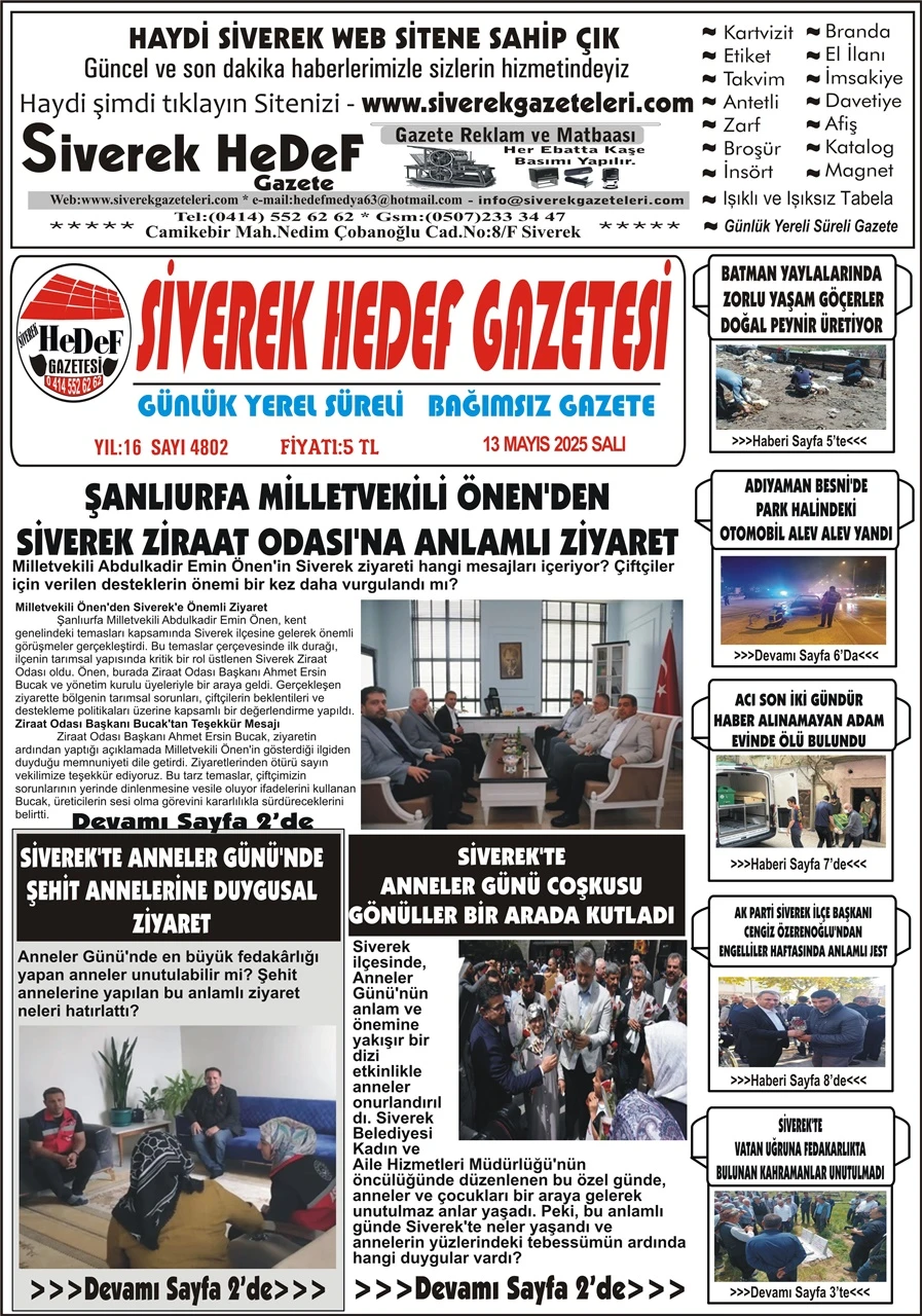 13.05.2025 Tarihli Gazetemiz