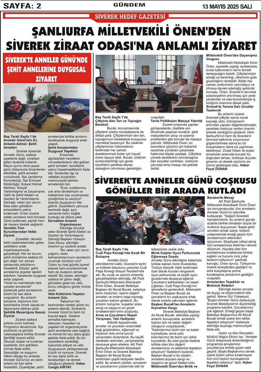 13.05.2025 Tarihli Gazetemiz