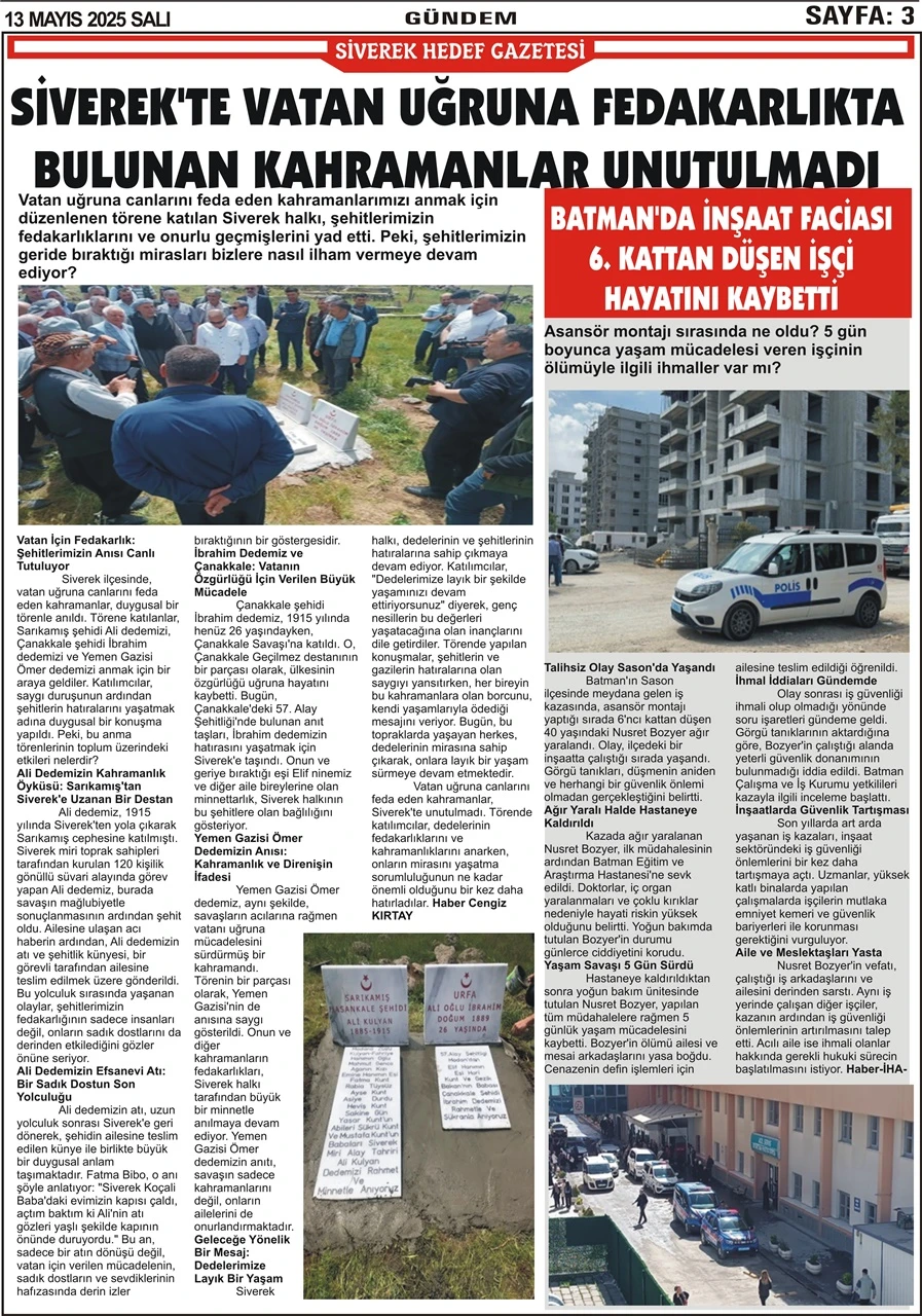 13.05.2025 Tarihli Gazetemiz
