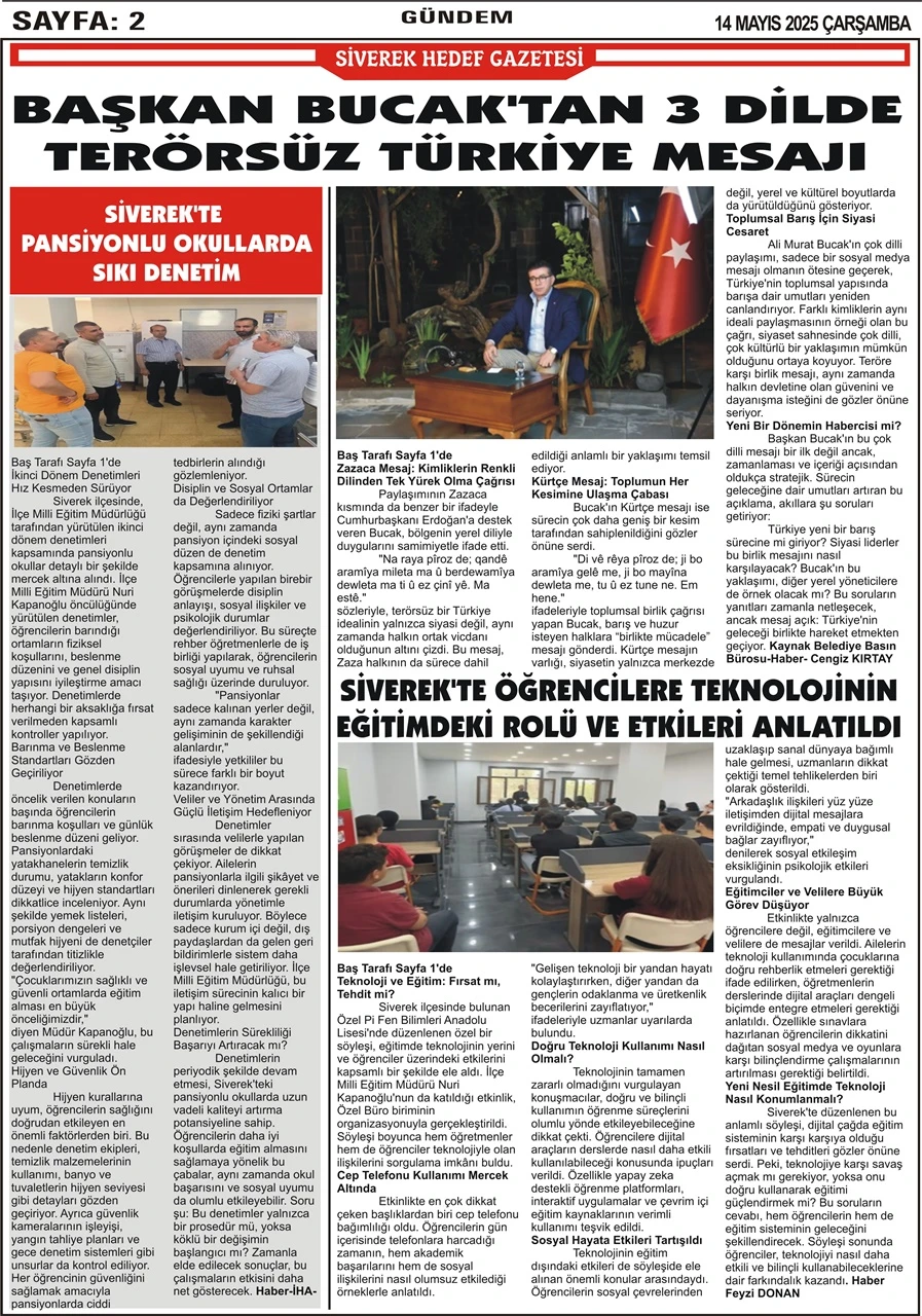 14.05.2025 Tarihli Gazetemiz