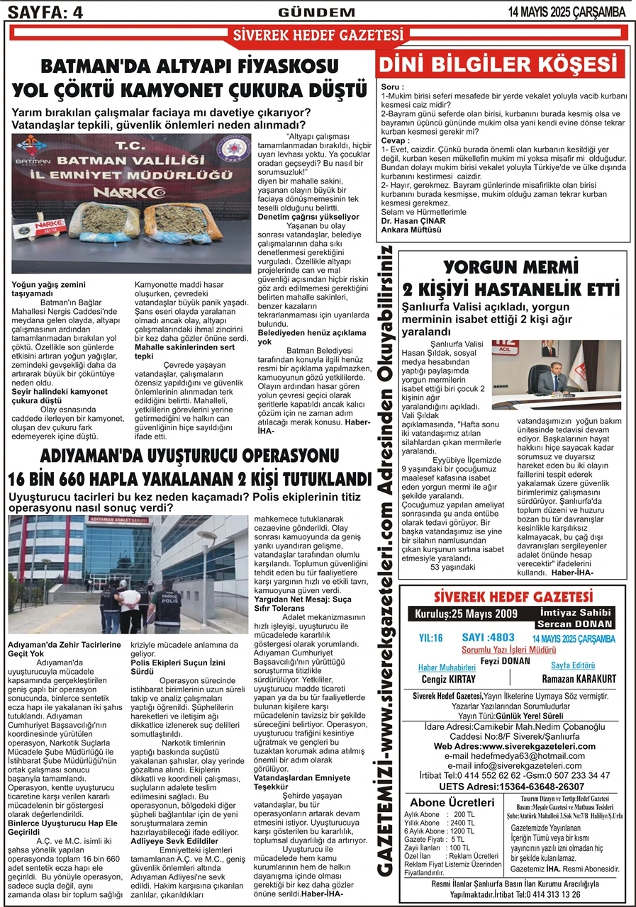 14.05.2025 Tarihli Gazetemiz