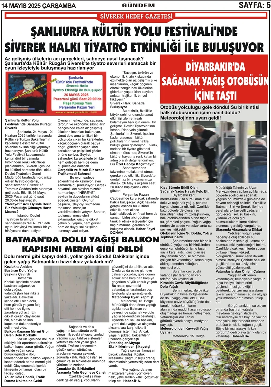 14.05.2025 Tarihli Gazetemiz