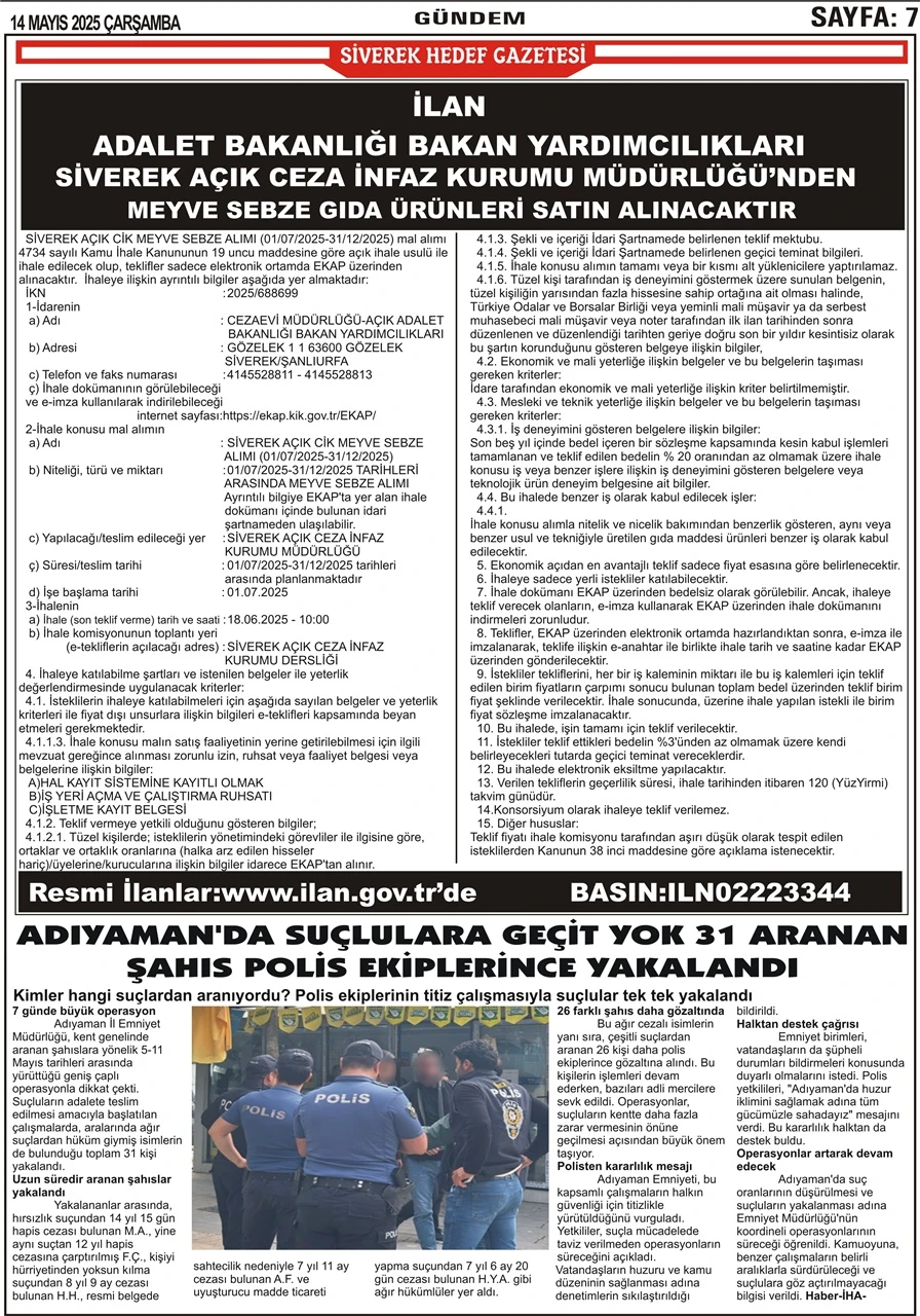 14.05.2025 Tarihli Gazetemiz