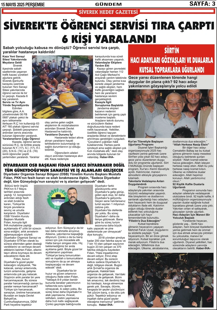 15.05.2025  Tarihli Gazetemiz