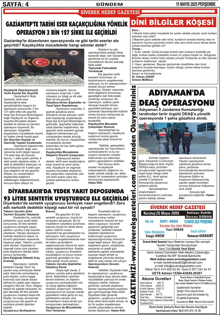 15.05.2025  Tarihli Gazetemiz