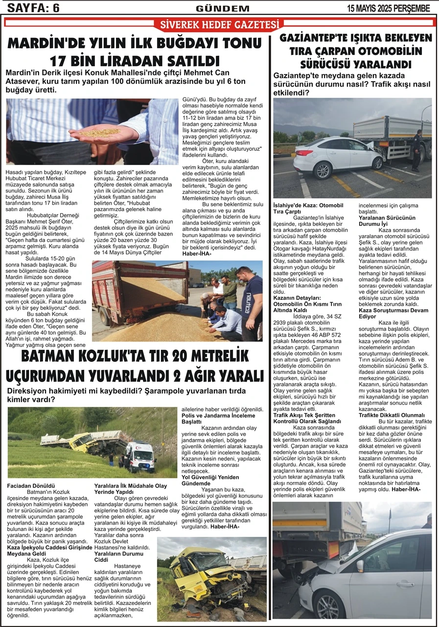 15.05.2025  Tarihli Gazetemiz