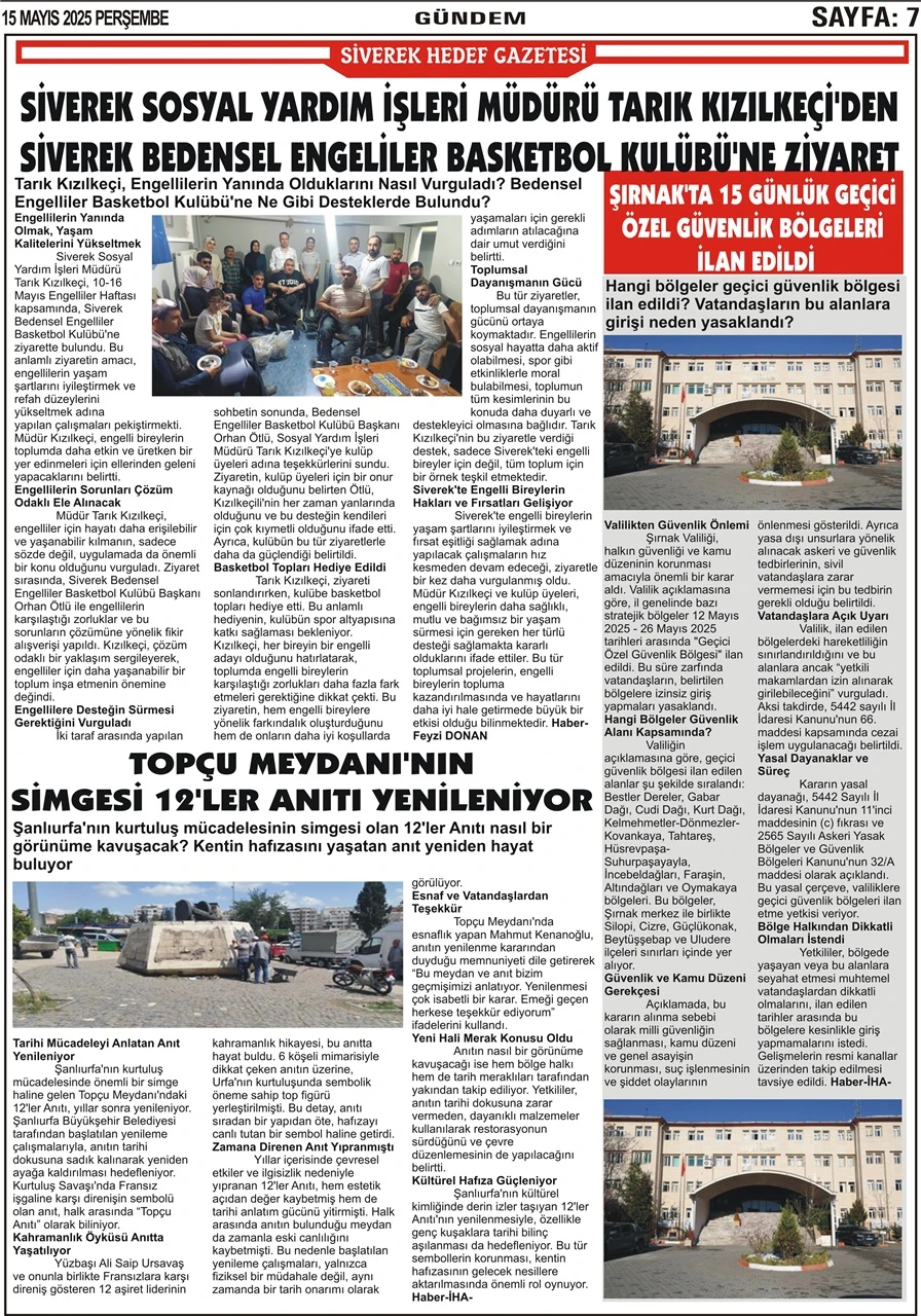 15.05.2025  Tarihli Gazetemiz