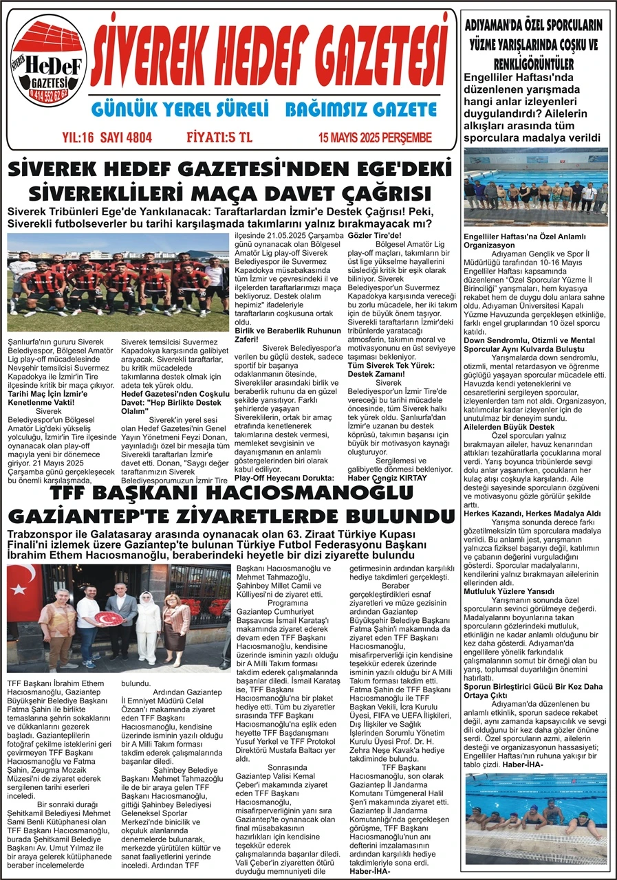 15.05.2025  Tarihli Gazetemiz