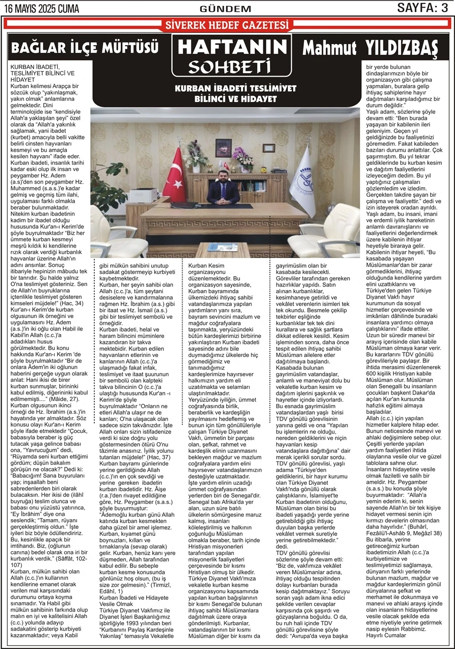 16.05.2025 Tarihli Gazetemiz