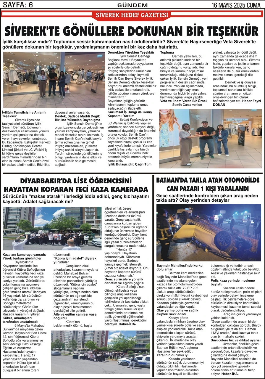 16.05.2025 Tarihli Gazetemiz