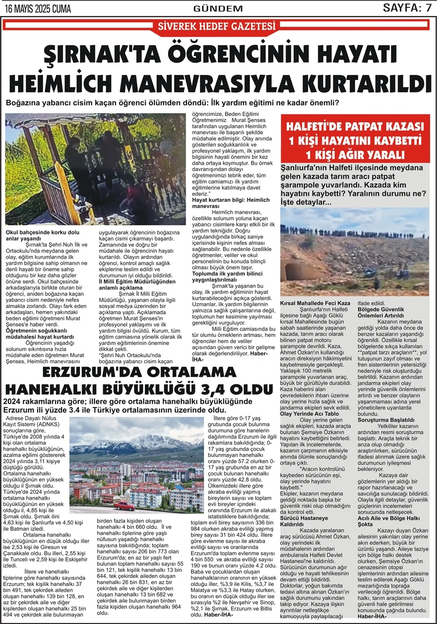 16.05.2025 Tarihli Gazetemiz