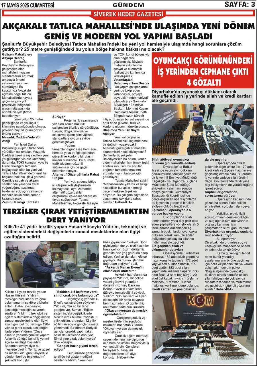 17.05.2025 Tarihli Gazetemiz