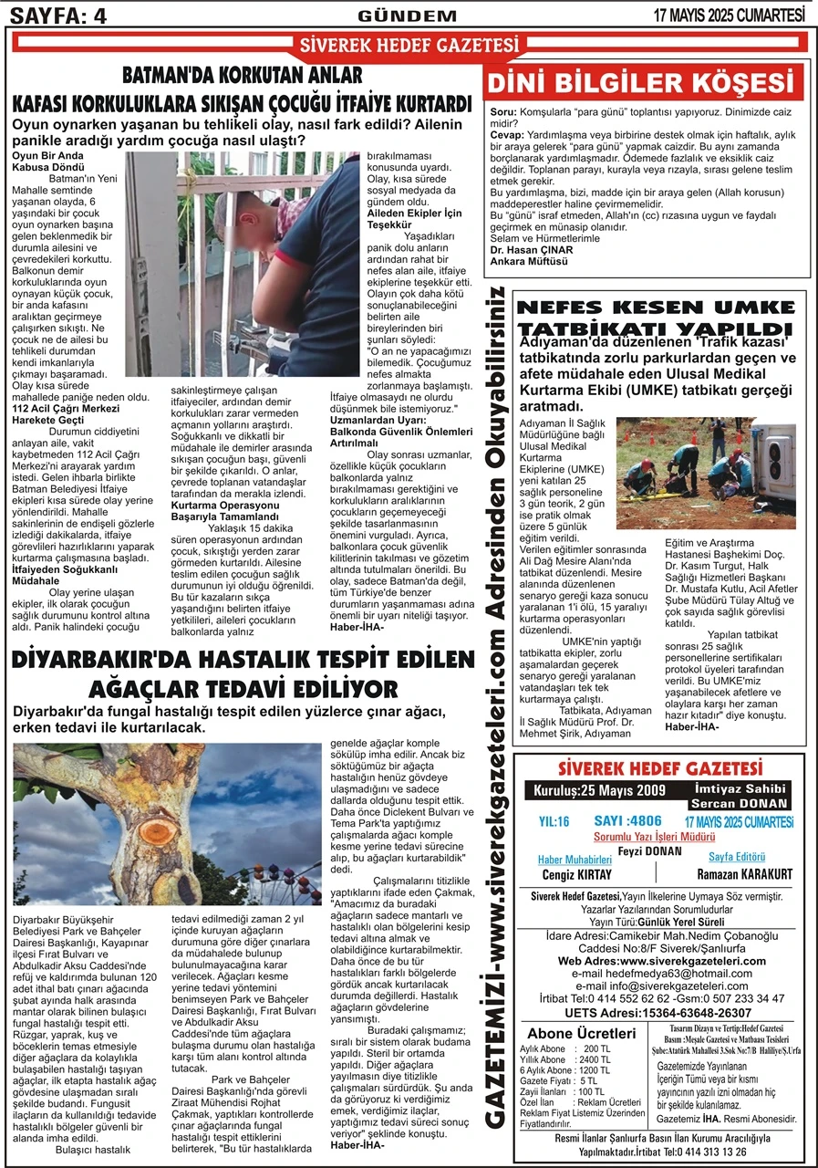 17.05.2025 Tarihli Gazetemiz