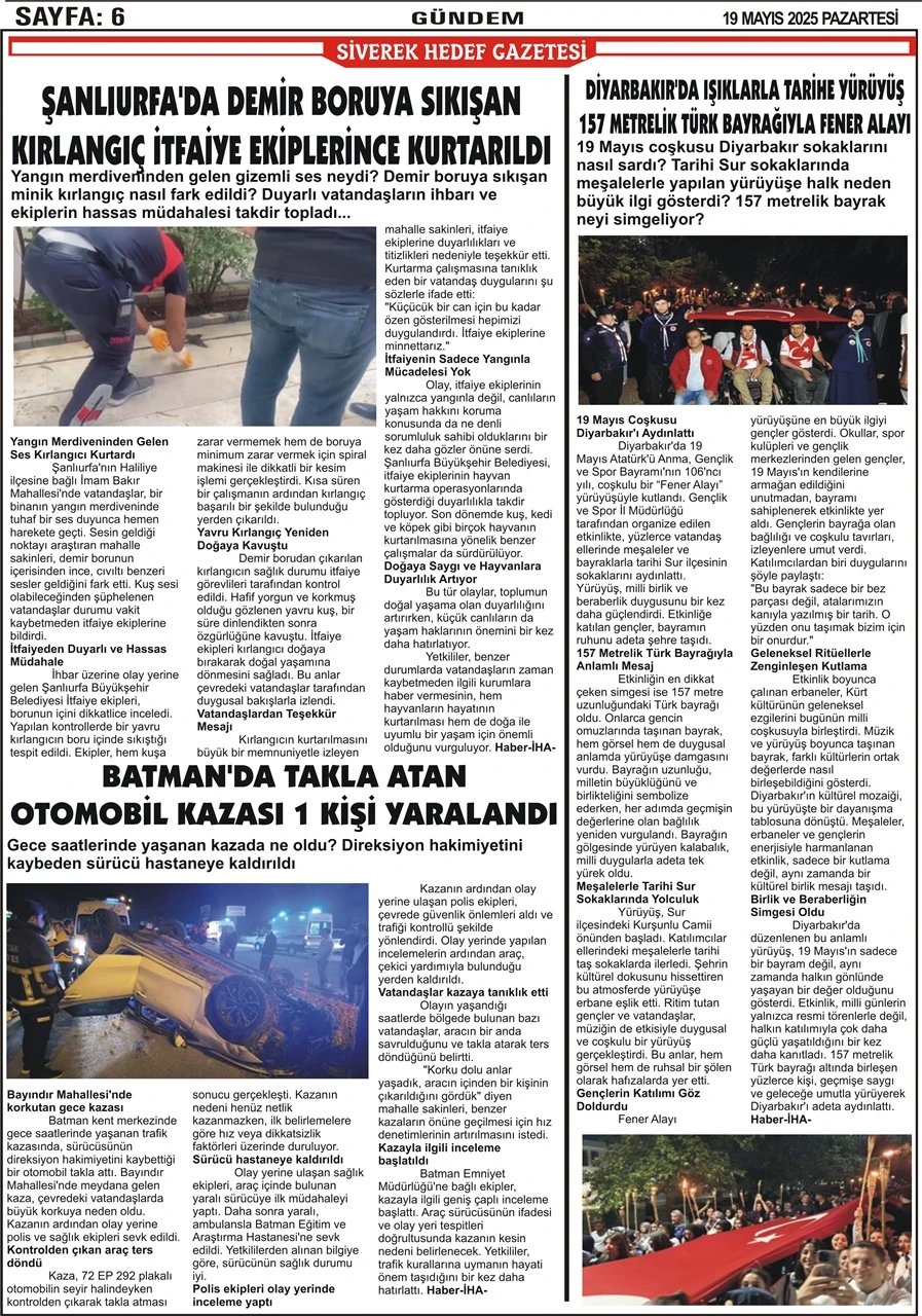 19.05.2025 Tarihli Gazetemiz