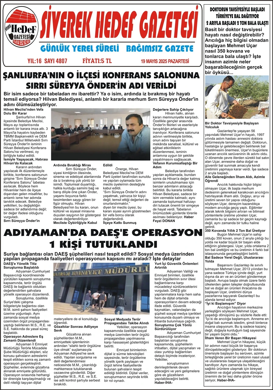 19.05.2025 Tarihli Gazetemiz