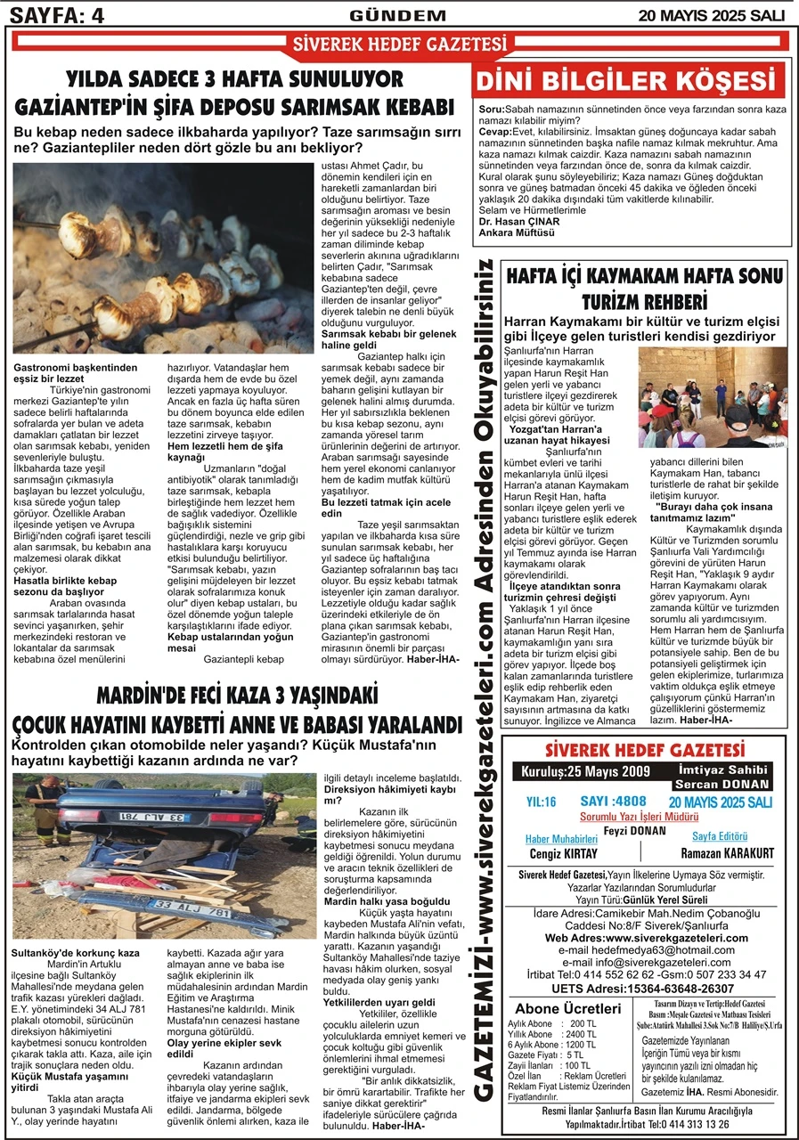 20.05.2025 Tarihli Gazetemiz