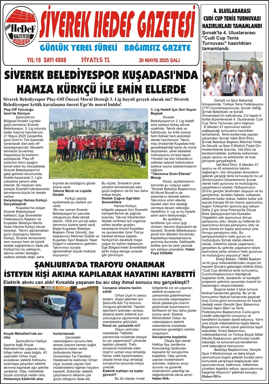 20.05.2025 Tarihli Gazetemiz