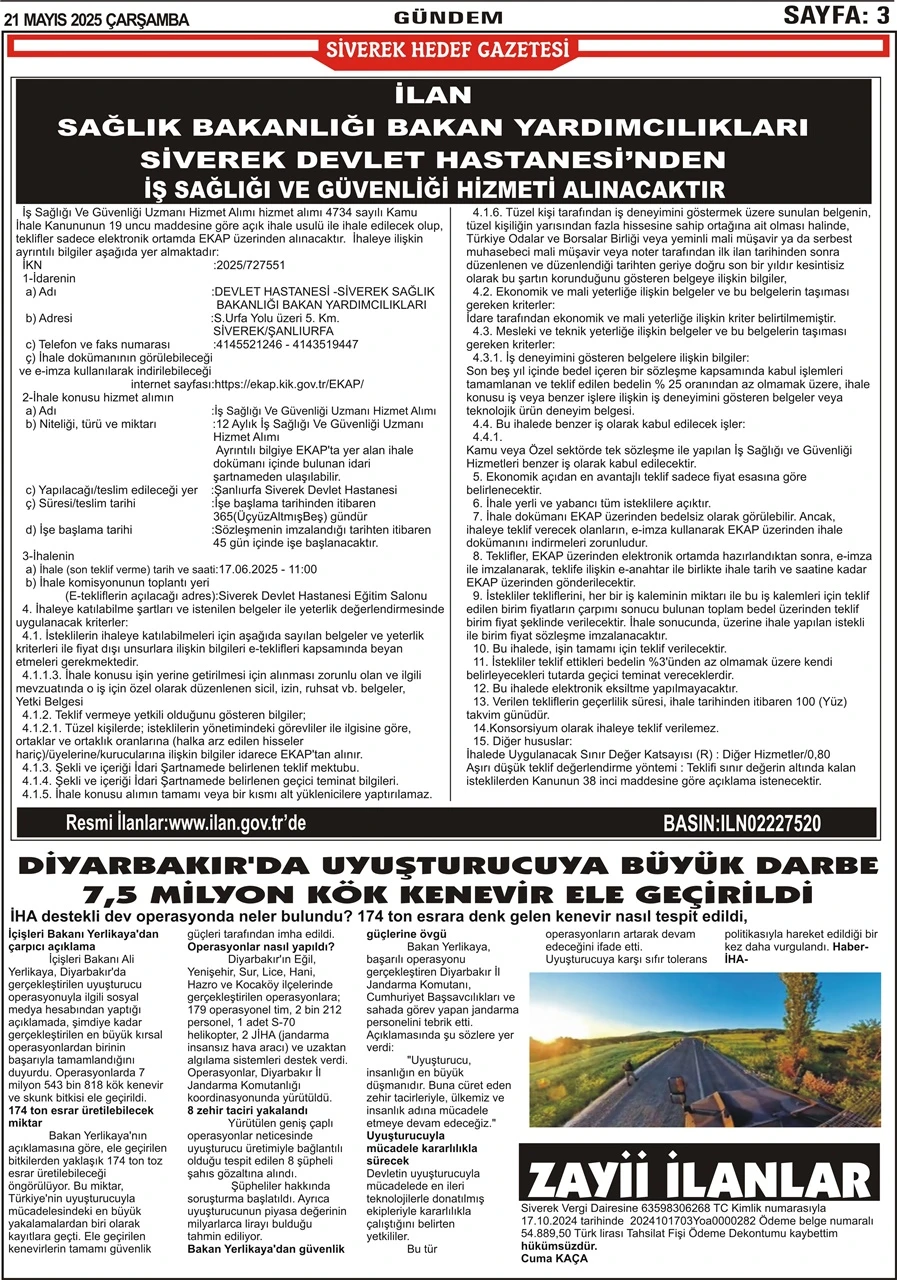 21.05.2025 Tarihli Gazetemiz
