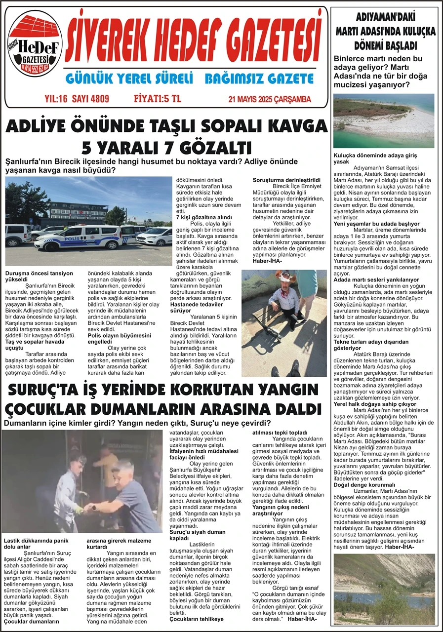 21.05.2025 Tarihli Gazetemiz