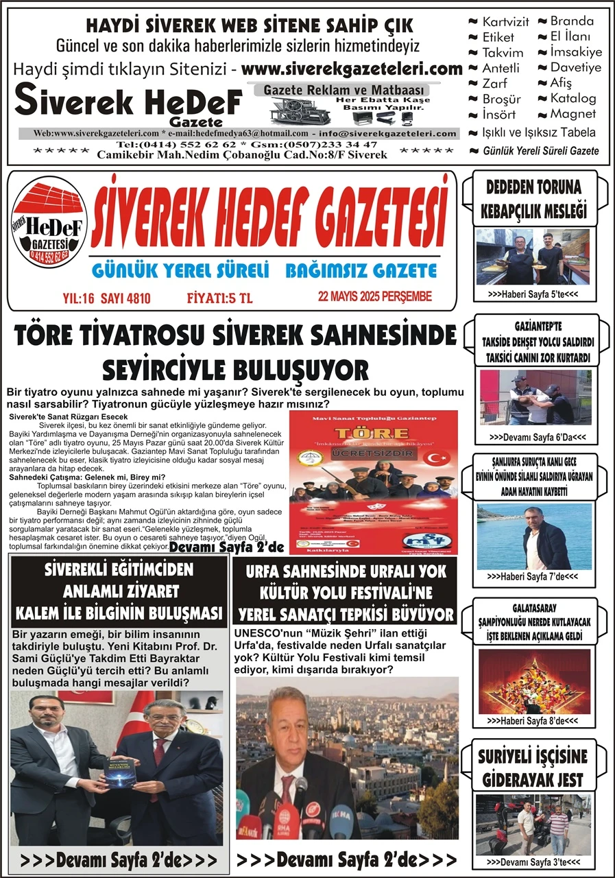 22.05.2025 Tarihli Gazetemiz
