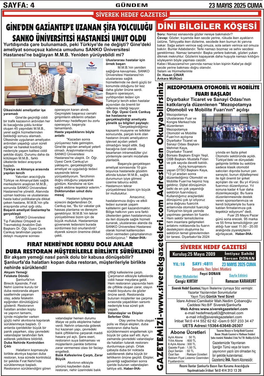 23.05.2025 Tarihli Gazetemiz