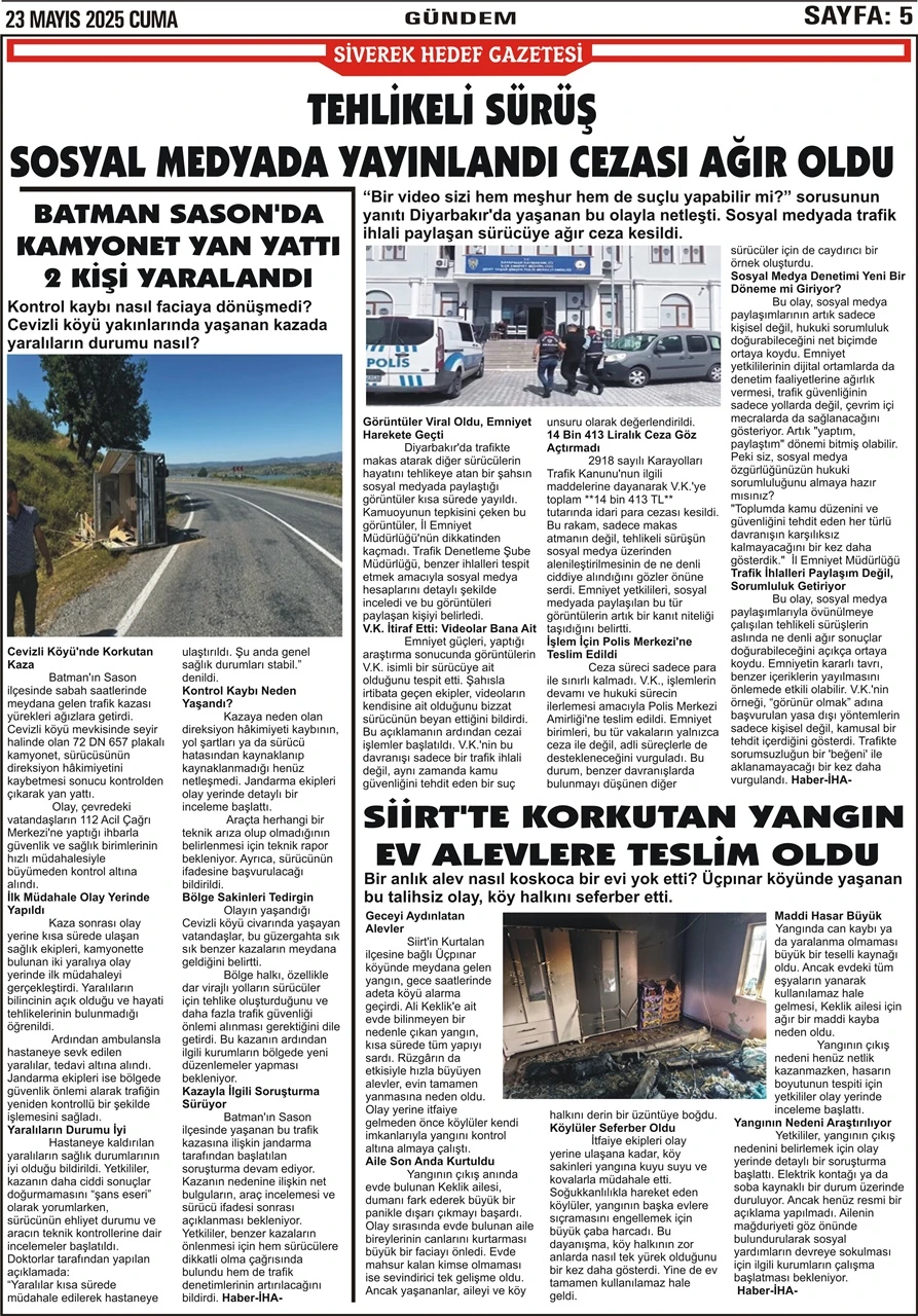 23.05.2025 Tarihli Gazetemiz