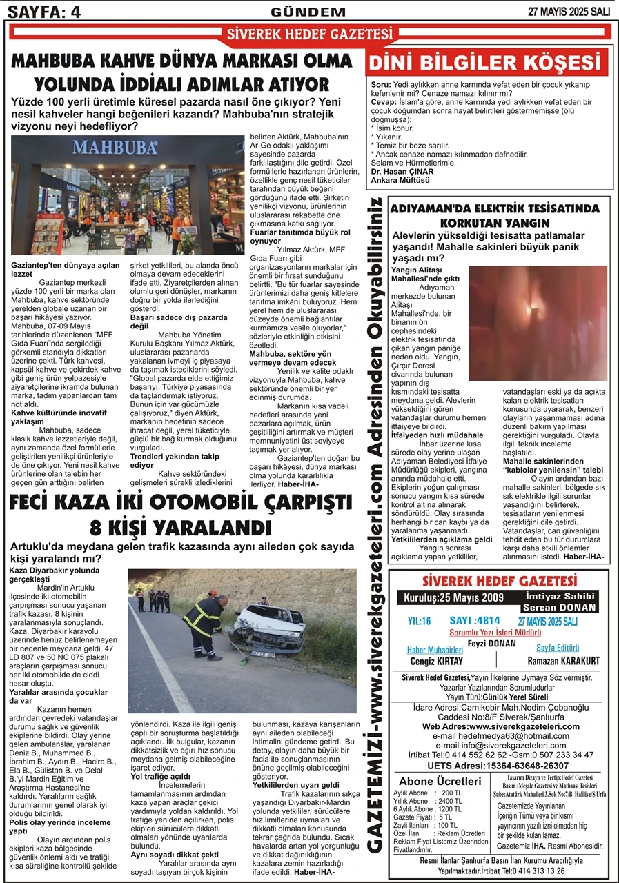 27.05.2025 Tarihli Gazetemiz