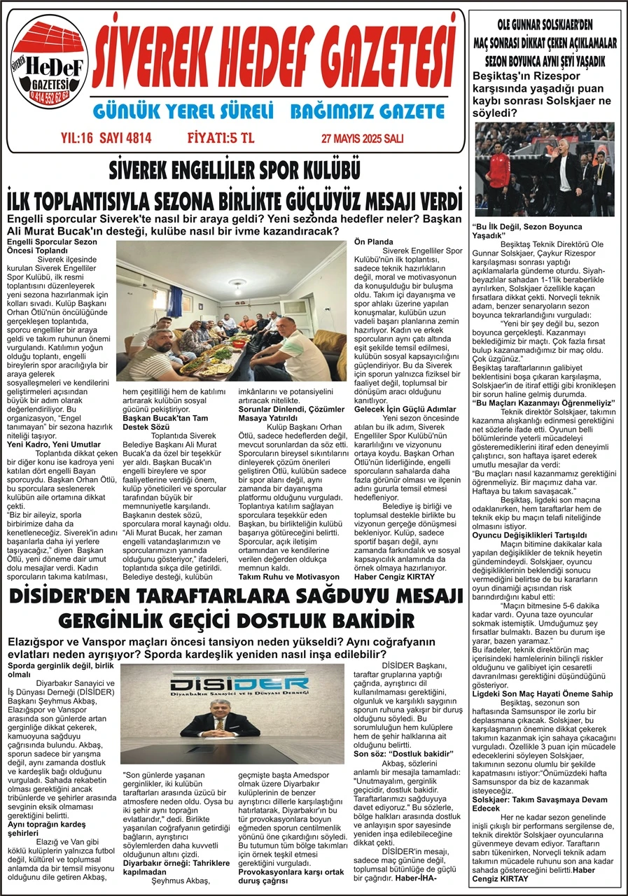 27.05.2025 Tarihli Gazetemiz