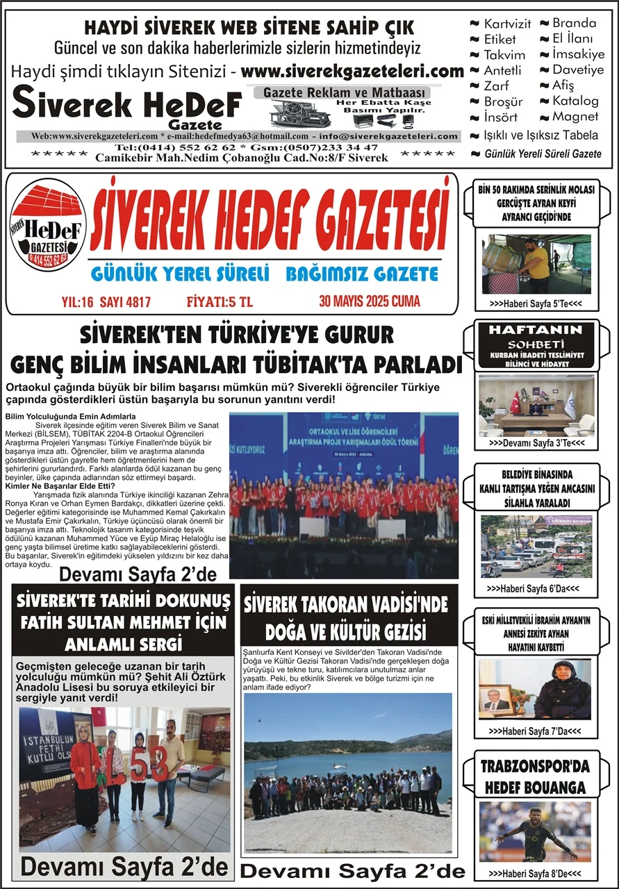 30.05.2025 Tarihli Gazetemiz