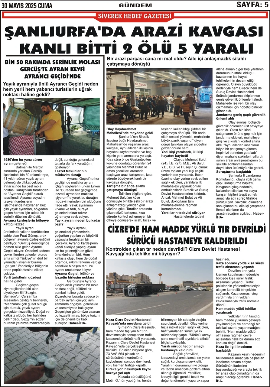 30.05.2025 Tarihli Gazetemiz