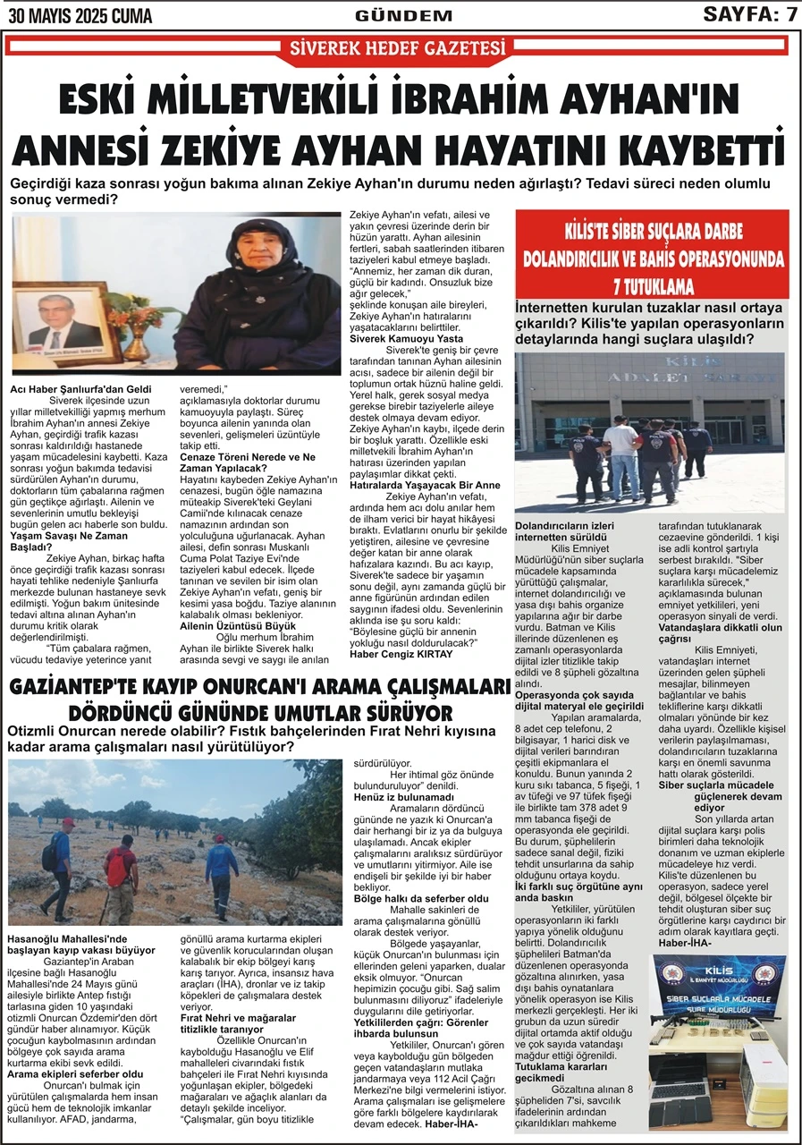 30.05.2025 Tarihli Gazetemiz