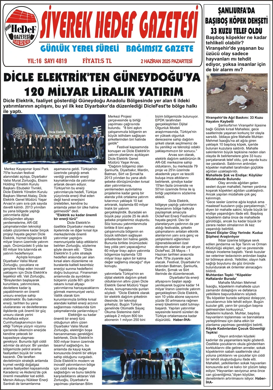 2.06.2025 Tarihli Gazetemiz