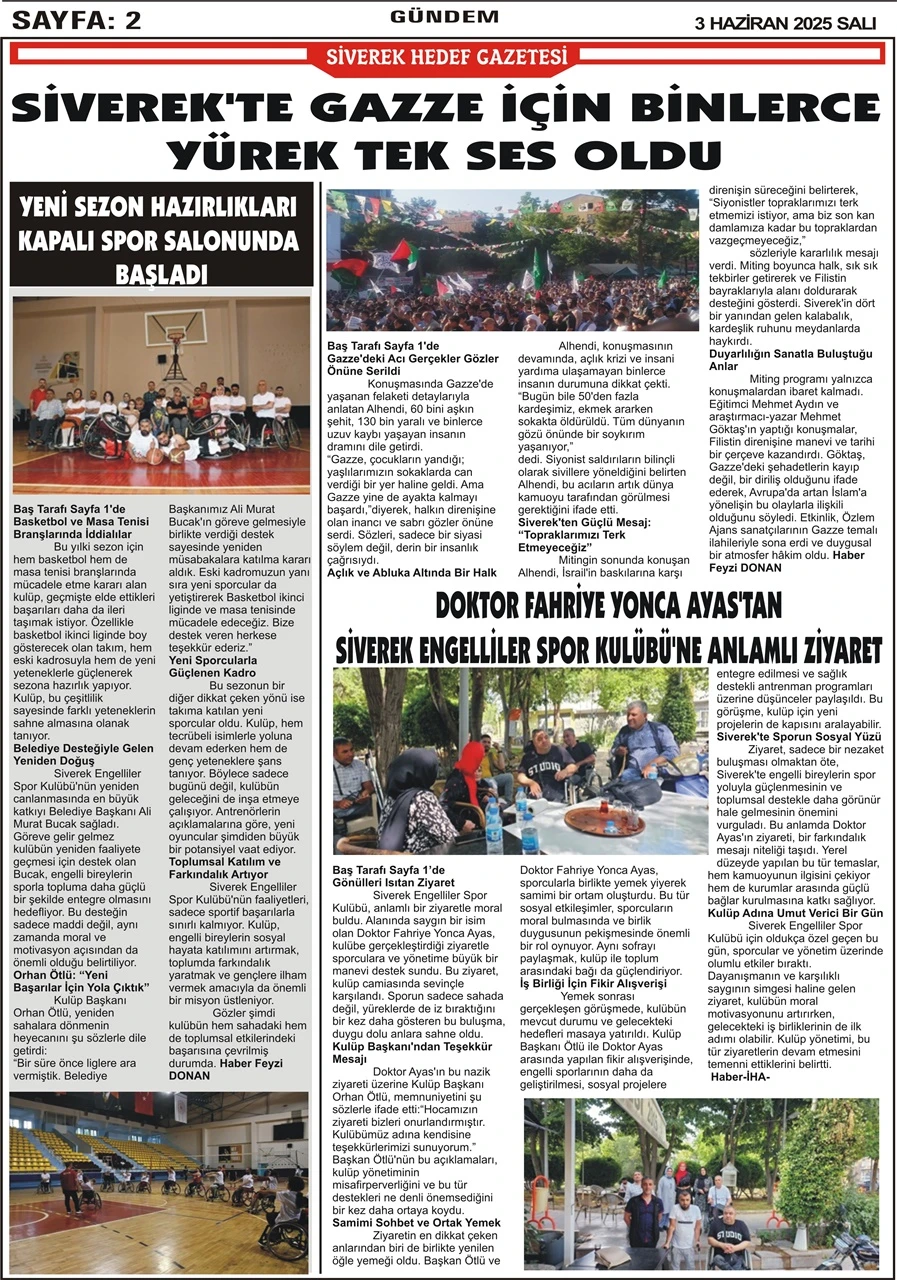 3.06.2025 Tarihli Gazetemiz