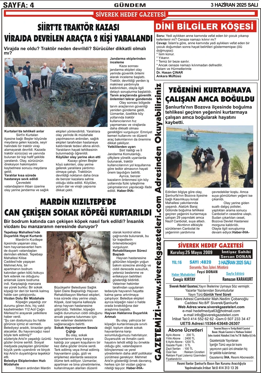 3.06.2025 Tarihli Gazetemiz