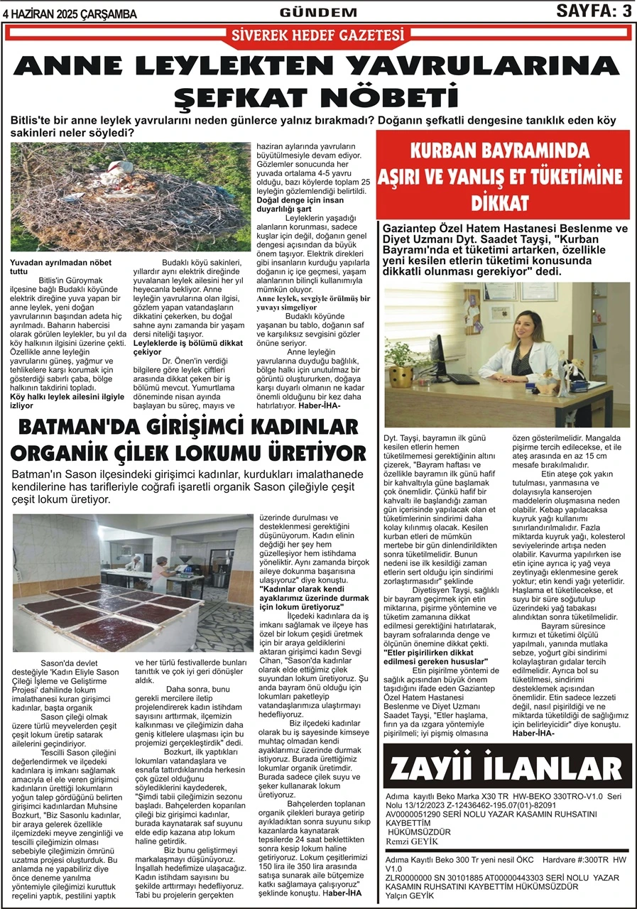 4.06.2025 Tarihli  Gazetemiz