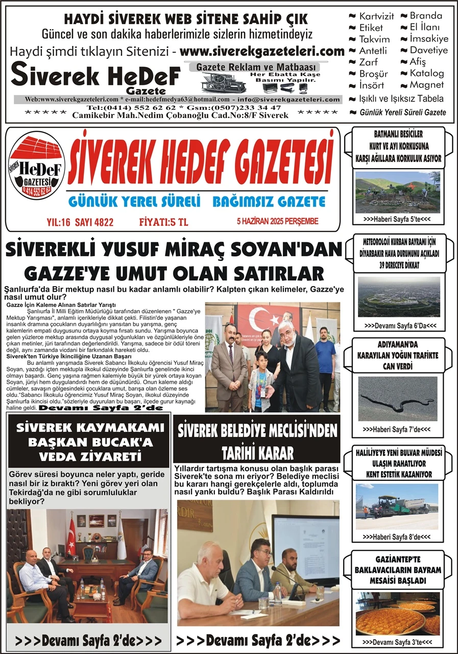 5.06.2025 Tarihli Gazetemiz