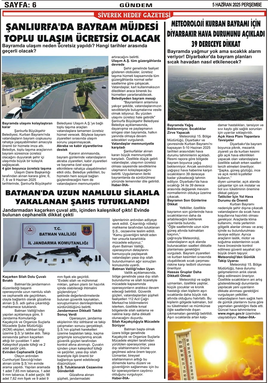 5.06.2025 Tarihli Gazetemiz