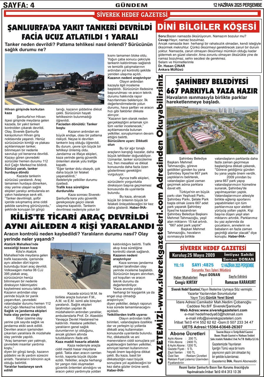 12.06.2025 Tarihli Gazetemiz