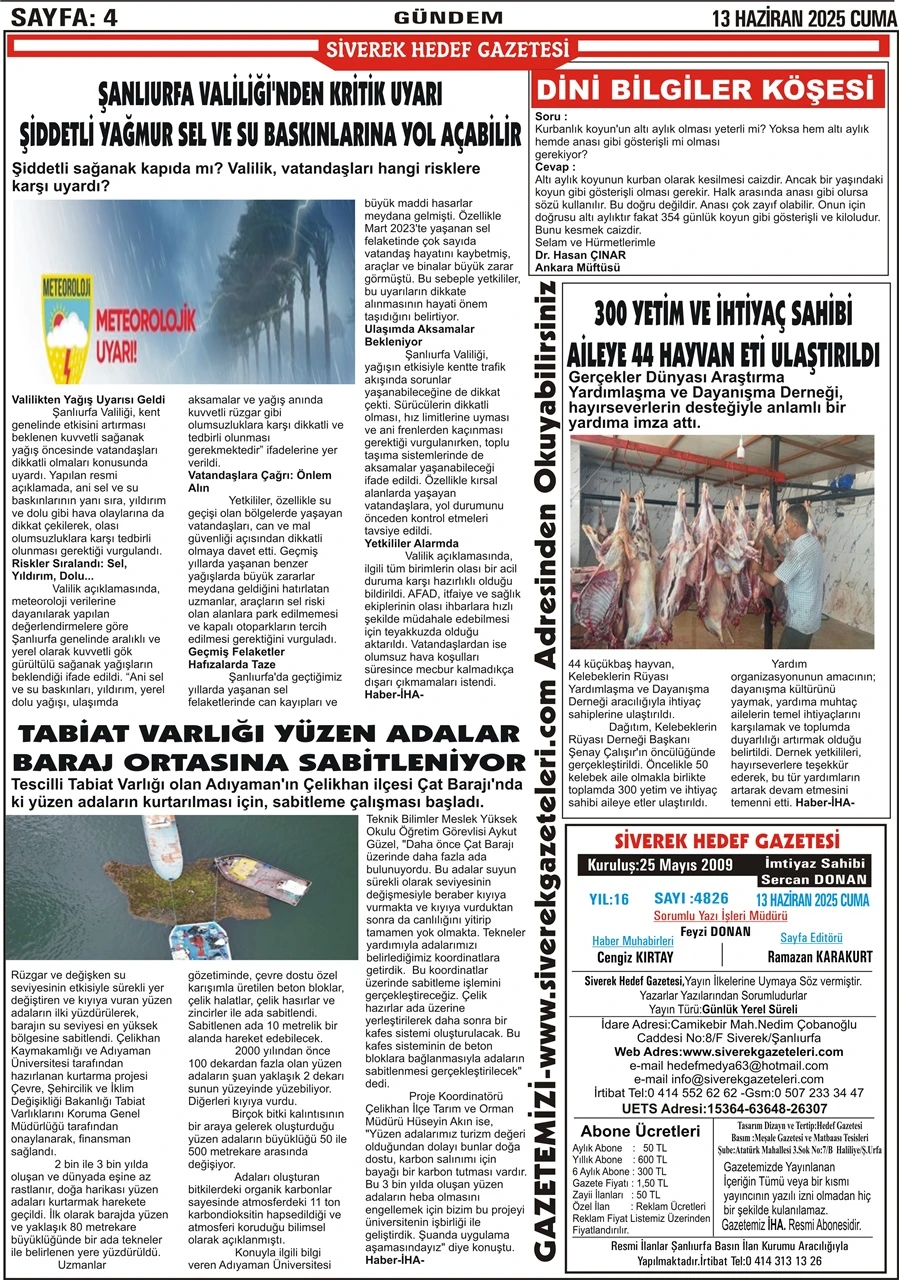 13.06.2025 Tarihli Gazetemiz