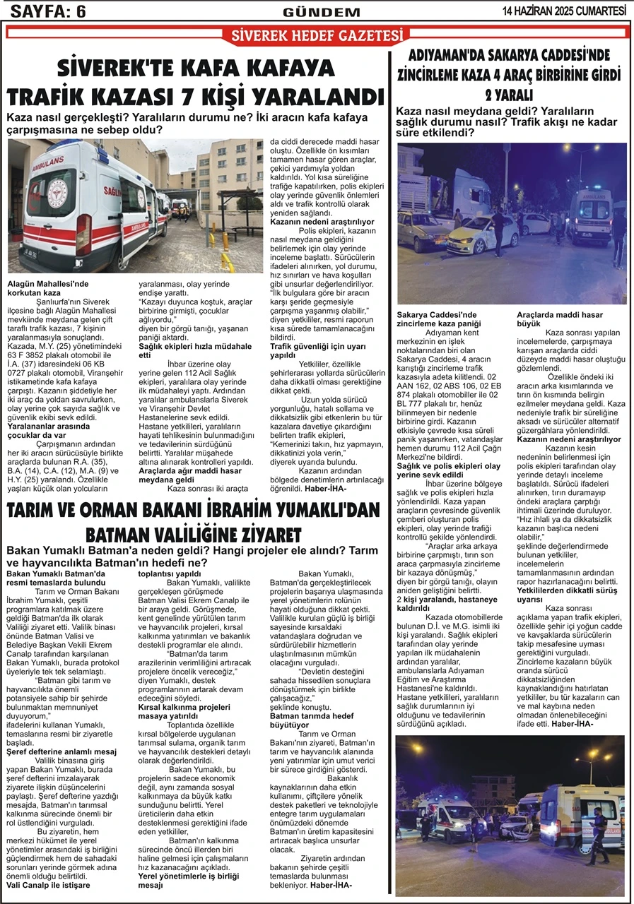 14.06.2025 Tarihli Gazetemiz