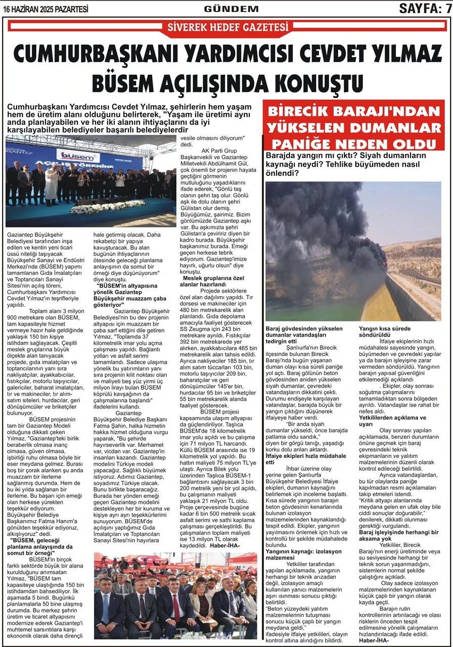 16.06.2025 Tarihli Gazetemiz