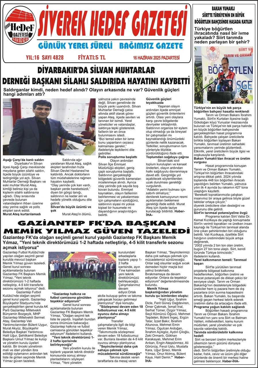 16.06.2025 Tarihli Gazetemiz