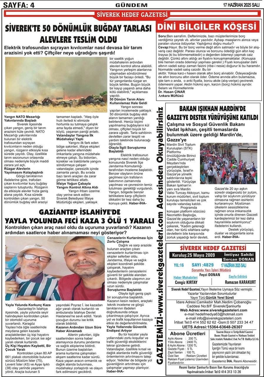 17.06.2025 Tarihli Gazetemiz